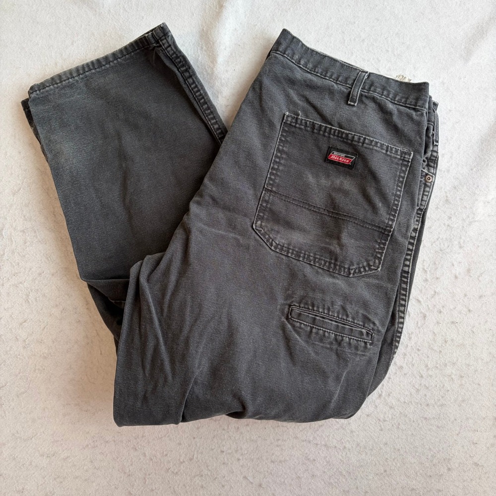 Dickies Carpenter Pants Mens 38x30 Black Faded Canvas Workwear Distressed